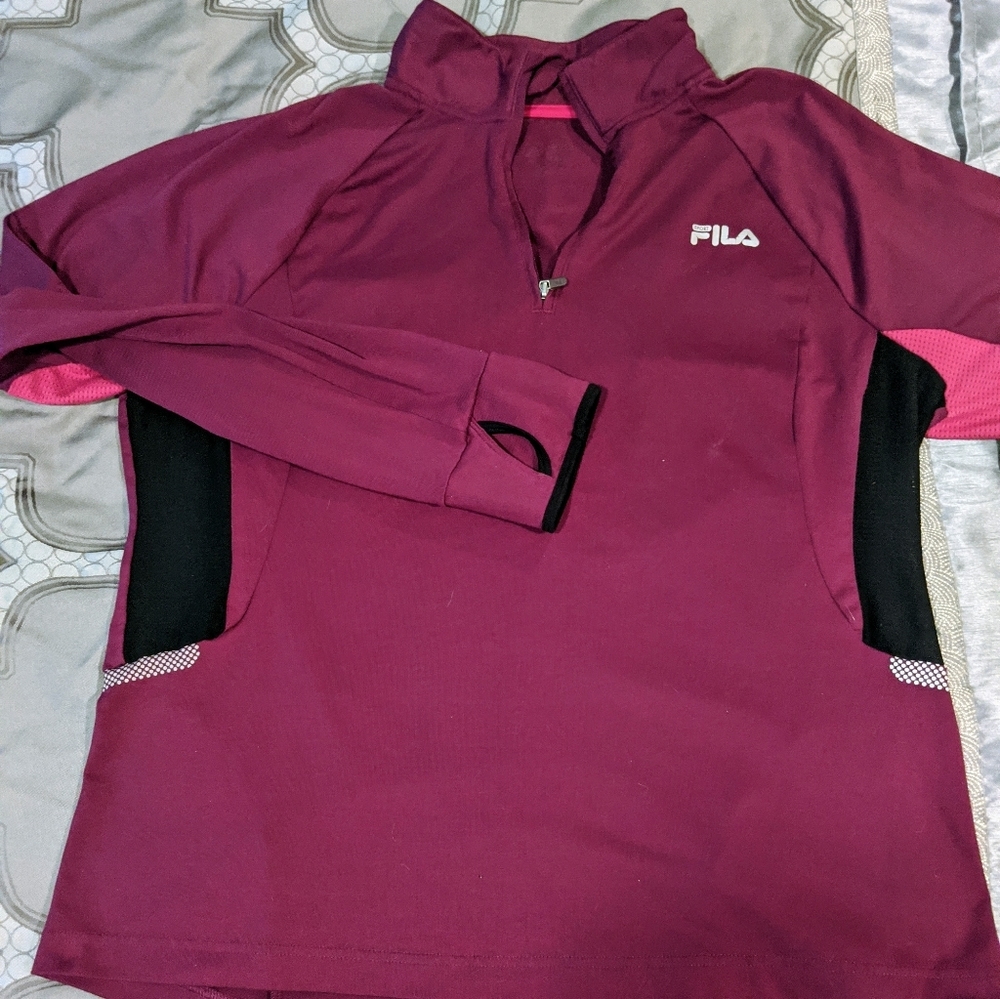 Fuschia fila quarter zip athletic top